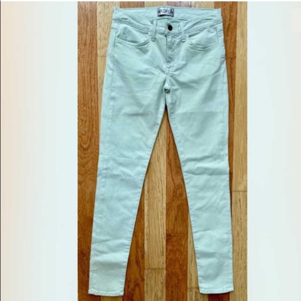 NEW WILDFOX LADIES STRETCH SUPER SKINNY STYLE JEANS LIGHT PASTEL GREEN 2 4 NWOT
